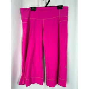 Lululemon Hot Pink Crop Legging Mid rise Ribbed Waistband Yoga Pants Size 8